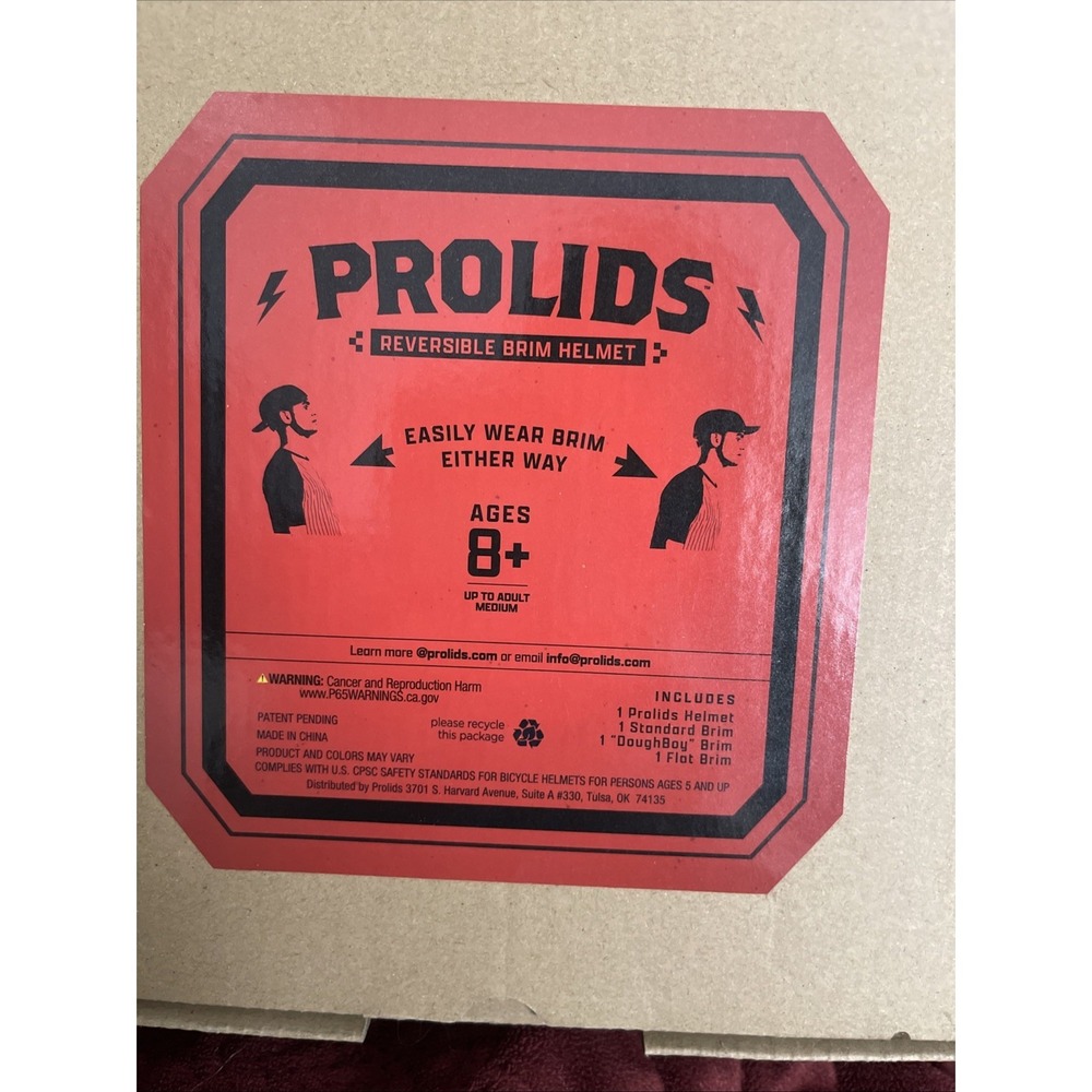 NIB‎ Prolids Reversible Brim Bicycle Helmet Unisex 8+ To Adult Medium Black HTF